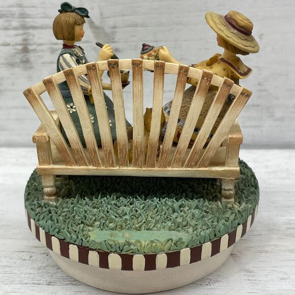 Our America Decorative Candle Jar Topper Country Cat & Tea Party by Fence - Picture 4 of 7